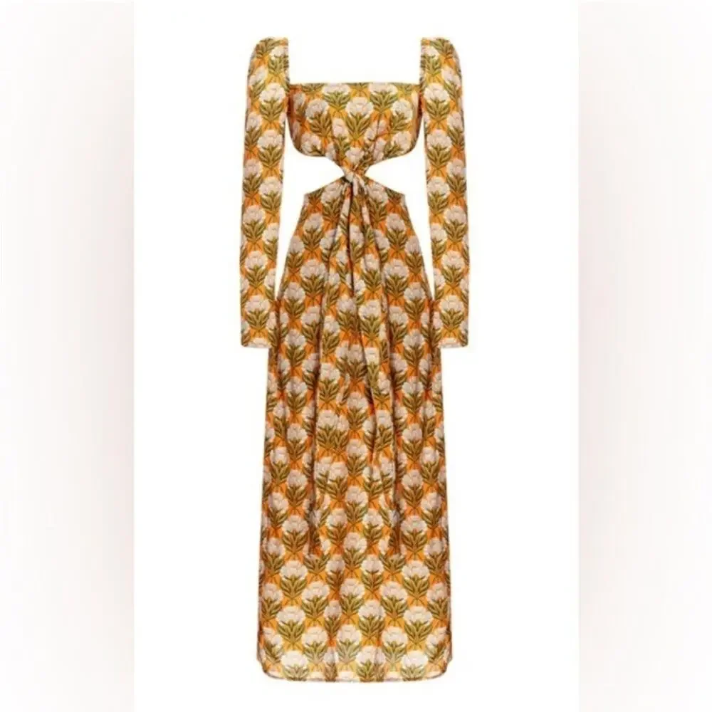 Agua By Agua Bendita Cuarzo Maxi Dress M Long Sleeve Luxury Resort - Picture 4 of 13
